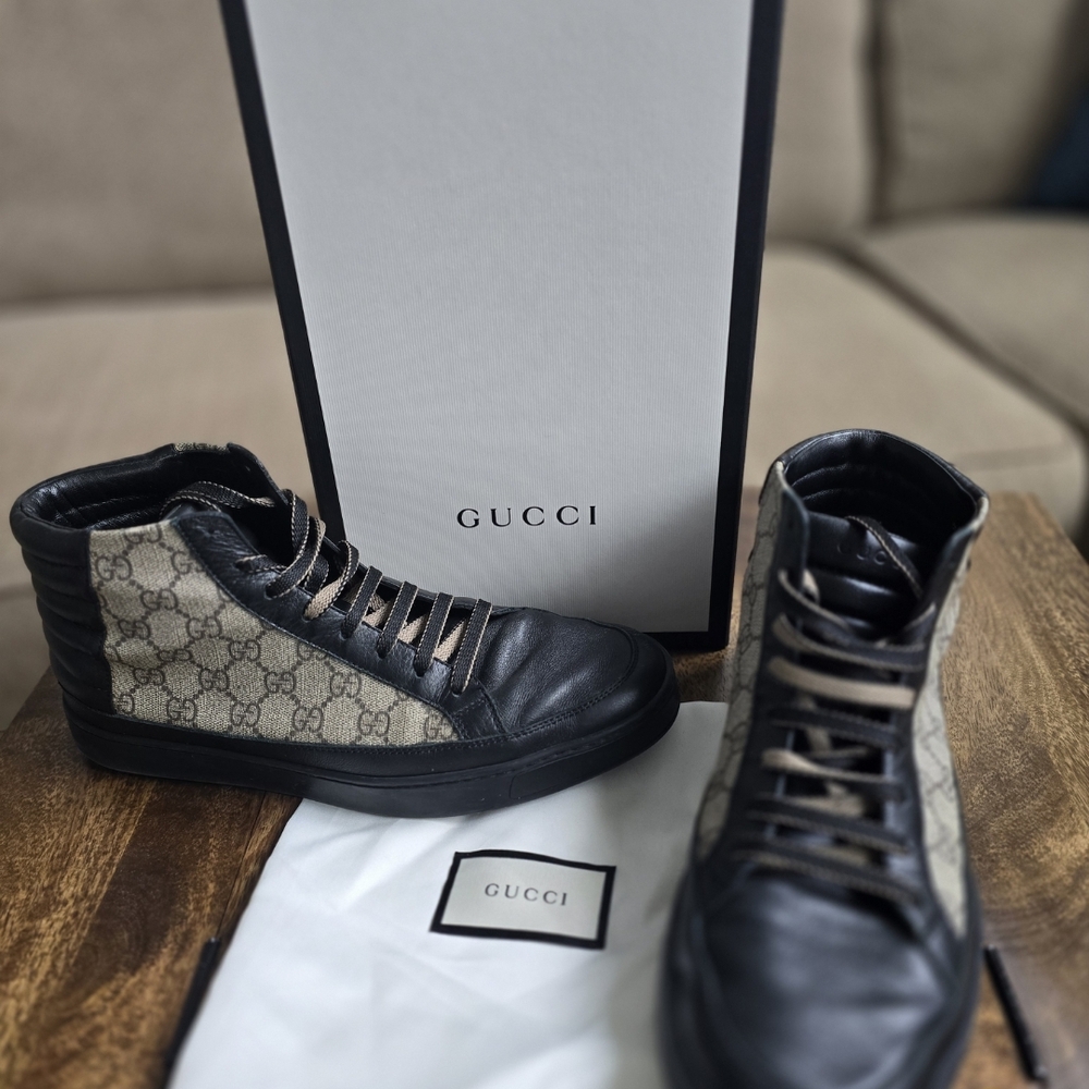 Gucci Black and Cream High-Top Sneakers